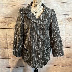 J Crew Contessa Blazer Tweed Double Breasted Raw Edges Size 8 Cotton